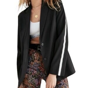Urban Outfitters Womens Sports Stripe Blazer Black Size Small, CB82